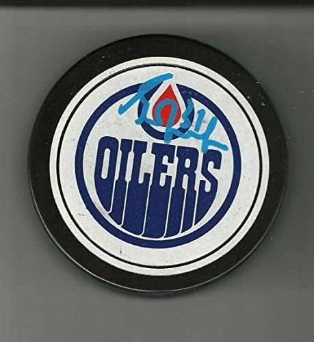 Grant Fuhr Aláírt Edmonton Oilers Vintage Kanada Puck - Dedikált NHL Korong
