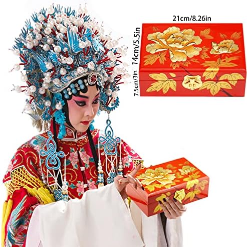 Kínai klasszikus, kézzel készített ékszerek szervező mezőbe,kínai, ajándék, vintage kincsesláda lakkozott fa öltözködés doboz