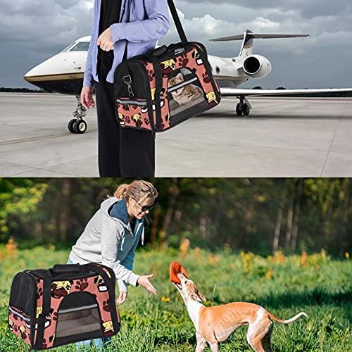 A légitársaság Jóváhagyott Puha Oldalas Kisállat Hordozó, Mopsz Kutya Fejét Mancs Korall Háttér Pet Travel Bag Cats & Dogs,