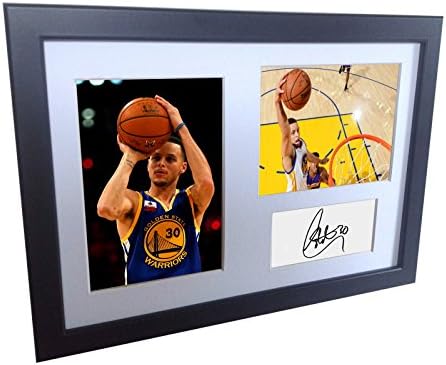 A4 Aláírt Stephen Curry Golden State Warriors Dedikált Kosárlabda Fotó, Fénykép, Kép Keret Ajándék 12x8