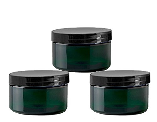 Grand Parfums 6 Smaragdzöld Alacsony Profil 4 Oz Üvegek PET Műanyag Üres Kozmetikai Konténerek, Fekete Sapkák, Cukor Bozót,