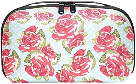 Utazási Smink Táska Vízálló Kozmetikai Táska Tisztálkodási táska, Smink táska, nők, lányok, Vintage Pink Rózsa Virág Pöttyös