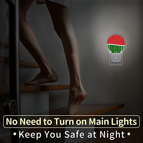 DXTKWL Dinnye, Gyümölcs ki Kerek Night Lights 2 Csomag Nyári Gyümölcs Minta Plug-in LED NightLights Auto Alkonyat Hajnal