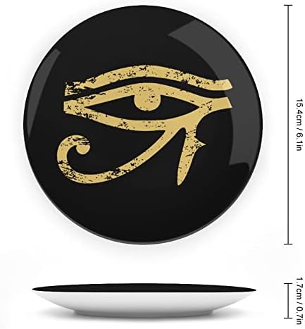 Egyiptomi Hórusz Szemet Személyre szabott Kínai porcelán Egyedi Kerámia Díszítő Lemezek Haza Kerek Lemez Kijelző Állni 6inch