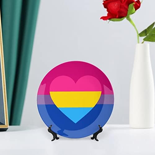 Biszexuális Panromantic Büszkeség Zászló Dekorációs Tányér, Kerámia lapok Falra Dekor Display Állvány Home Office Dísz