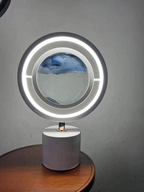 JJRY Művészeti Futóhomok Festmény,Homokóra asztali Lámpa Kreatív asztali Lámpa Nappali, Hálószoba,Dekoratív Night Lights-Kék