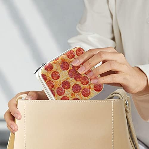 DOMIKING Pizza Pepperoni Utazási ékszerdoboz Hordozható Gyűrű Nyaklánc Szervező a Nők, Lányok PU Bőr Ékszer Tároló Esetében