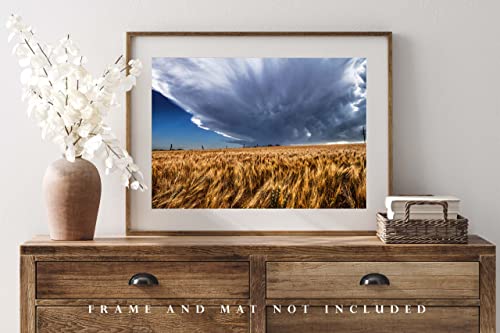 Ország Fotózás Print (keret nélkül) Kép a Vihar Készülődik Több mint Amber búzamezőn a Tavaszi Nap, a Kansas-i Farm Wall