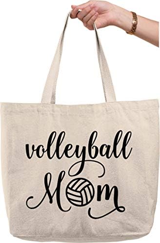 Röplabda anya kurzív támogatás szülő szereti a sportot Természetes Vászon Táska vicces ajándék