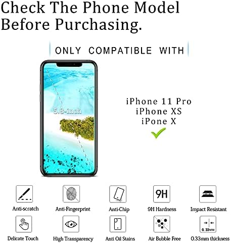 KATIN [2-Pack] Edzett Üveg iPhone 11 Pro X iPhone, iPhone XS 5.8 hüvelykes Képernyő Védő, Anti Karcolás, 9H Keménység, az