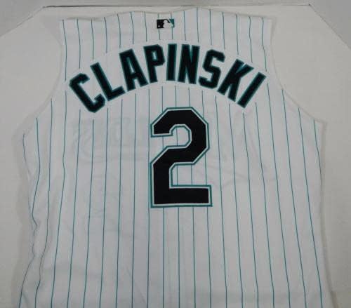 2000 Florida Marlins Chris Clapinski 2 Játék Kiadott Fehér Jersey Mellény 46 DP14200 - Játék Használt MLB Mezek
