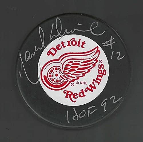 Marcel Dionne Aláírt & Írva Detroit Red Wings Árok Puck - Dedikált NHL Korong