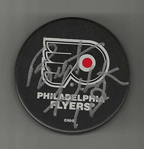 Brent Fedyk Aláírt Philadelphia Flyers Szuvenír Puck - Dedikált NHL Korong