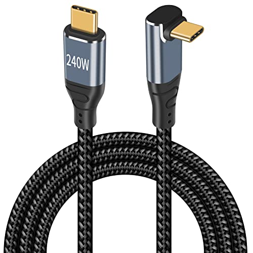Poyiccot USB-C-USB-C Kábel 90 Fokos 240W, 9.8 ft Típus C Típus C Kábel, PD 3.1 USB-C Töltő Kábel Fel Le Szög E-Mark Chip