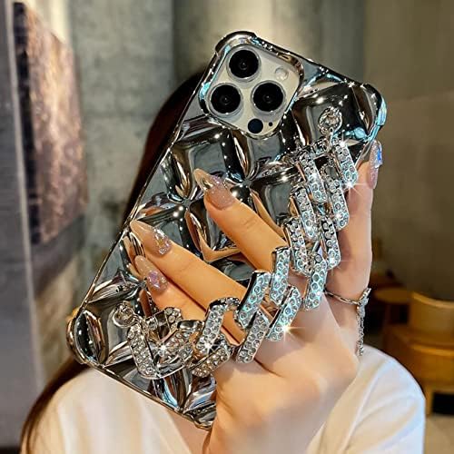 aowner Kompatibilis az iPhone 11 Esetben Bling Luxus csuklópánt a Nők, Lányok, 3D Csillogó Szikrázó Gyémánt Kristály Csukló