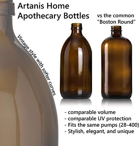 Artanis Haza Újratölthető Amber Üveg folyékony Szappan / kézfertőtlenítő Adagoló 16 oz, 2-Pack – Kerámia Nyomtatott Patikus