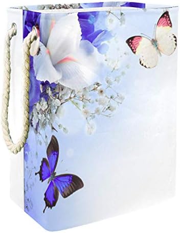 NDKMEHFOJ Virágot, Pillangót Szennyesben Kosarak Vízálló Piszkos Ruhát Sorter Összecsukható, Puha Fogantyú, Színes, Otthon