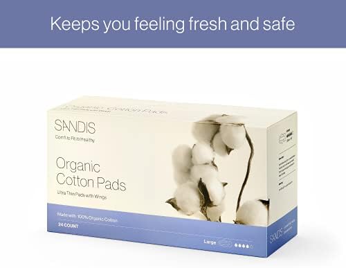 SANDIS Női Pad a Nők - Nagy 24 Gróf Organikus Pamut Ultra Vékony, szárnyas Időszakokra Menstruációs Párna Egészségügyi