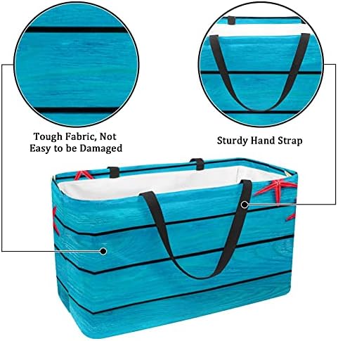 50L Bevásárló Táskák Shell Beach Kék Összecsukható Bevásárló Doboz Bevásárló Táska fogantyúval, Újrahasznosítható