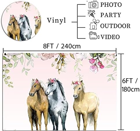 Vinil 8X6FT Rózsaszín Virág Vidék Nyugati Cowboy Cowgirl Ló Fél Fotó Hátterekkel, Gyerekek, Fiú, vagy Lány Hercegnő Szülinapi