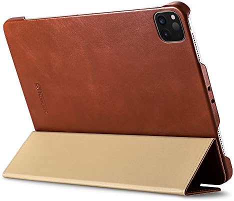 iPad Pro 11 (2022/2021/ 2020) bőrtok, Ronuo Kézműves Vintage Valódi Bőr Smart ébresztő/Alvás Tri-fold Folio Stand Flip tok
