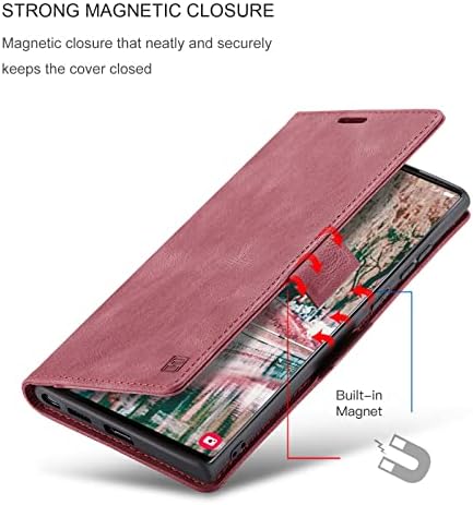 TOHULLE Samsung Galaxy S22 Ultra Esetben, Régi Tárca Esetben Kártya-tartó Állvány Beépített Mágneses Flip Tok bőrtok Samsung