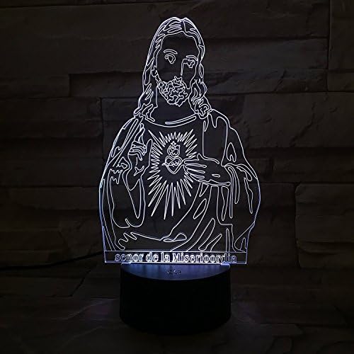 3D-s Illúzió, hogy Jézus Éjszakai Fény Lámpa, 7 Szín Fokozatos Chanding Érintse meg a Kapcsolót USB Asztal, asztali Lámpa,