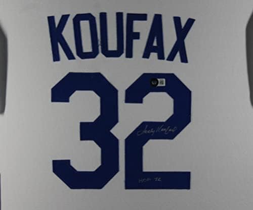 Sandy Koufax Dedikált Los Angeles-ben Aláírt Baseball Keretes Mez Hall of Fame HOF 72 Beckett EGY COA