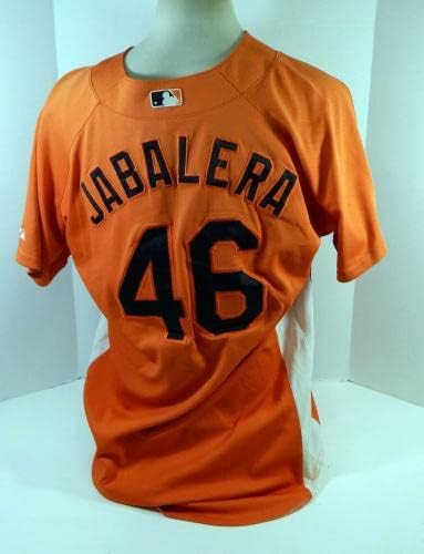 2007-08-Baltimore Orioles Jairo Jabalera 46 Játékban Használt Narancssárga Mez BP ST 006 - a Játékban Használt MLB Mezek