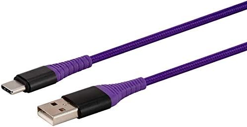 Monoprice - 138323 USB 2.0 a-Típus C-Típus Egy Díjat, valamint Szinkron Kábel - 6 Láb - Lila, Tartós, Kevlár Erősítésű Műanyag