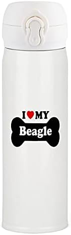 Szeretem A Beagle Rozsdamentes Acél Szigetelt Üveg Vizet Bögre Tea Csésze Sport Kerékpáros Túrázás