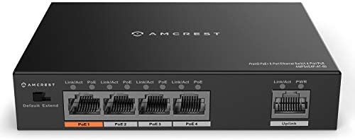 Amcrest 5-Port, POE+ Switch (4 Port POE+), Fém Ház, POE 802.3 af/a 60W (AMPS4E4P-AT-60)