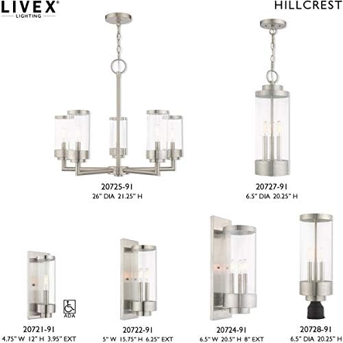 Livex Világítás 20725-91 Hillcrest - Öt Kültéri Lámpa Csillár, matt Nikkel be, Átlátszó Üveg