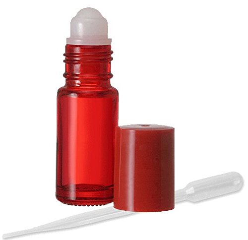 Grand Parfums Üres Piros Rollon Dram Üveg - Újratölthető Szín Roll - Ömlesztett - 1 Dram Csomag 12 - Piros Szín