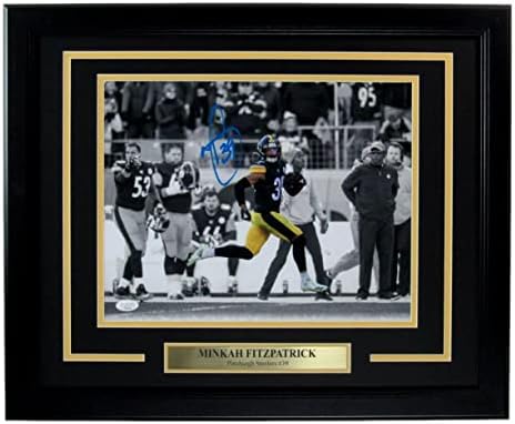 Minkah Fitzpatrick Dedikált 11x14 Fotó Pittsburgh Steelers Keretes SZÖVETSÉG 176542 - Dedikált NFL-Fotók