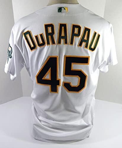 2021 Oakland Athletics Montana DuRapau 45 Játék Kiadott O Használt Fehér Jersey 8 - Game Használt MLB Mezek